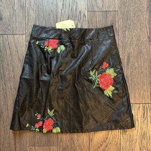 Black Floral Embroidered Skirt